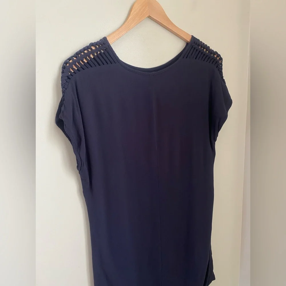 Gentle Fawn Navy Blue Braided Shoulder Slip Dress Size Small Coastal - Picture 7 of 11